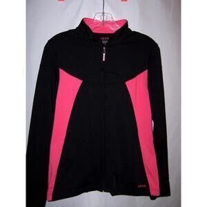 Izod Cool FX Women's Fitted Athletic Zip-up Jacket Black/Pink - Medium